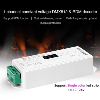 1 Канальный декодер постоянного напряжения DMX512 поддерживает функцию RDM может использоваться с DMX512 Master для одноцветной светодиодной ленты постоянного тока 12 В 24 В