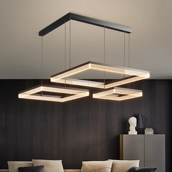 Современная потолочная люстра для гостиной, лаконичный подвесной светильник, квадратные скандинавские лампы, светодиодные потолочные светильники для гостиной