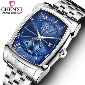 Мужские кварцевые наручные часы CHENXI в стиле милитари из нержавеющей стали, мужские модные часы с хронографом, Водонепроницаемые деловые часы