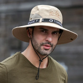 Модная летняя панама, Солнцезащитные шляпы для мужчин, Уличная Рыбалка, Сафари, Пляжные шляпы с защитой от ультрафиолета, Сетчатая дышащая шляпа с широкими полями