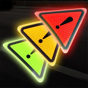 Треугольный восклицательный знак, Светоотражающий предупреждающий знак, наклейка на автомобиль, безопасность ночного вождения, Светоотражающая наклейка для автомобиля, защита от столкновений