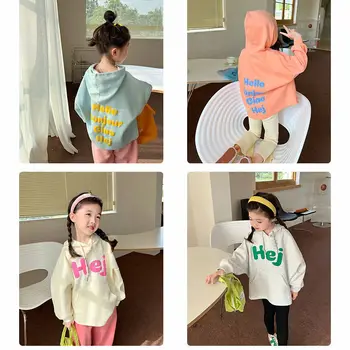 Толстовка с капюшоном для девочек, коллекция 2022 года, Весенне-осенняя новая детская универсальная свободная верхняя одежда для отдыха