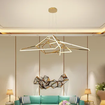 Роскошная светодиодная полигональная люстра в скандинавском стиле для гостиной, современная спальня, золотая люстра для столовой, декоративные светильники