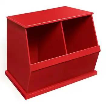 Двухкамерный деревянный штабелируемый ящик для хранения, органайзер для хранения 5,3 кубических фута - Красное мусорное ведро с датчиком, галлонное мусорное ведро, черный квадратный мусор для ванной