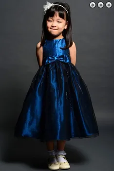 бесплатная доставка платья с цветочным узором для девочек на свадьбу 2016 королевские синие вечерние платья для причастия детские рождественские праздничные платья для девочек