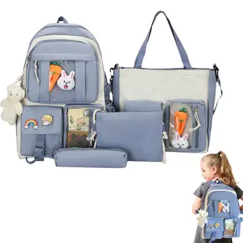 Набор рюкзаков Kawaii, 4 предмета, набор рюкзаков Kawaii, сумка-карандаш, поясная сумка, Набор с милыми булавками и подвесками Для девочек