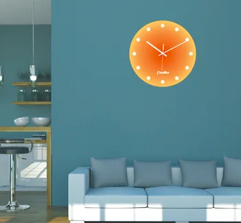 Настенные часы Nordic Sunset Celebrity Ins Light Роскошная гостиная без перфорации Креативное украшение Немой простой стеклянный будильник