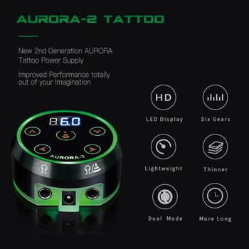Блок Питания для татуировки AURORA-2, Цифровой светодиодный Блок Питания Из алюминиевого Сплава Для Катушечных и ротационных Тату-машин, Черный, Серебристый, ЕС, США, Штекер