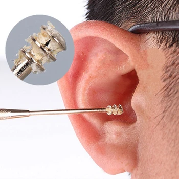 Двусторонняя спиральная ложка для подбора ушей из нержавеющей Стали, средство для удаления ушной серы, Уход за ушами, косметический инструмент, Портативный 