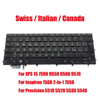 Клавиатура SW IT CA Для DELL Для XPS 7590 9550 9560 9570 Для Inspiron 7568 7558 Для Precision 5510 5520 5530 5540 Швейцарская итальянская