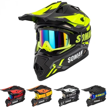 Шлем SOMAN Dirt Bike для мотокросса, шлемы ECE Dh, крутые очки, шлем для мотокросса, Гоночный MX Casco Moto, внедорожные мотоциклетные шлемы