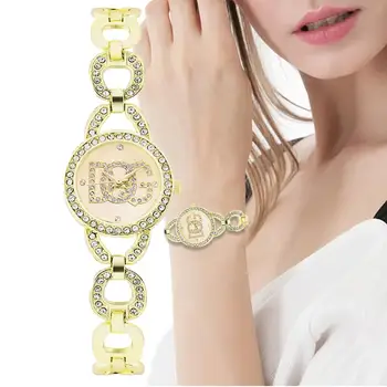 Горячие продажи роскошных 2023 модных брендовых женских часов с бриллиантами, кварцевым ремешком из тонкого золота и нержавеющей стали, женские часы