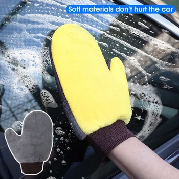 Перчатки для мытья автомобилей из микрофибры, Мягкие Коралловые Перчатки для ухода за стеклами кузова автомобиля, без царапин, Утолщенная рукавица для мытья