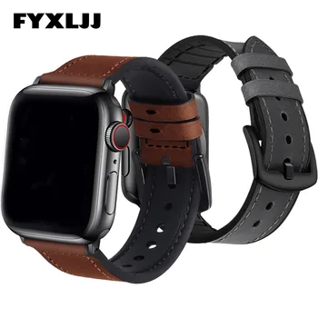 FYXLJJ Кожаный Ремешок для Apple Watch Band 44 мм 45 мм 42 мм 40 мм 38 мм Аксессуары Силиконовый Ремешок Браслет для Iwatch Серии 765432SE
