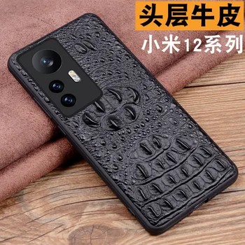Лидер продаж, Новинка, роскошный чехол для телефона из натуральной кожи с 3D крокодиловой головой для Xiaomi Mi 12 Pro Ultra Cover Case