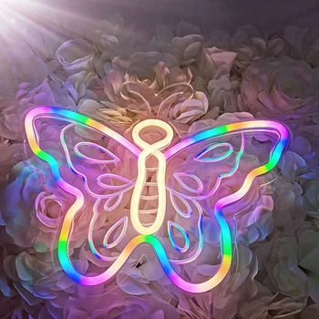 2021 Украшения для рабочего стола Неоновый свет USB Ночники с бабочками Красочные вывески в виде короны Лампы для творчества Рождественские подарки на День рождения