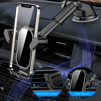 Универсальный автомобильный держатель для телефона с присоской 360 °, Лобовое стекло, приборная панель автомобиля, Кронштейн для мобильного телефона, Вентиляционный зажим для смартфонов