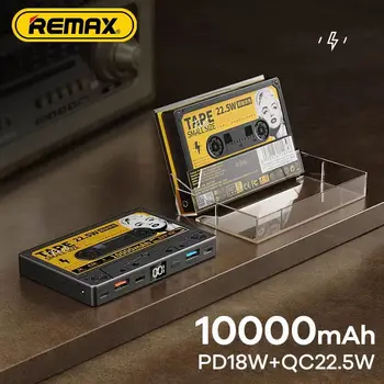Remax 10000 мАч Power Bank QC22.5 Вт Супер Быстрая Зарядка Портативный Мобильный Аккумулятор Цифровой Дисплей Ретро 18 Вт Для Apple Xiaomi HUAWEI