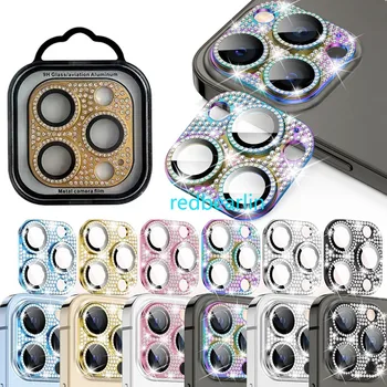 50шт Блестящие бриллиантовые побрякушки Защитная крышка объектива камеры Для iPhone 11 12 13 15 14 Pro 14 Plus 14 Pro max Защитная наклейка