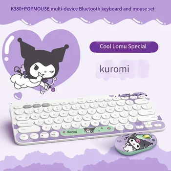 Sanrio Kuromi Беспроводная мини-Bluetooth-совместимая клавиатура Kawaii Аниме Настольный телефон Logitech, планшет, Беспроводная мышь, Аксессуары