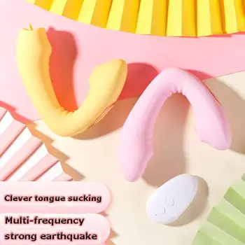 Язычковый вибратор для женской мастурбации, может сосать вибрирующие эротические игрушки, перезаряжаемые полностью водонепроницаемые секс-игрушки, Желтый, розовый